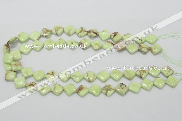 CLE37 15.5 inches 12*12mm diamond lemon turquoise beads wholesale