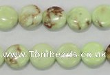 CLE49 15.5 inches 12mm flat round lemon turquoise beads wholesale