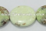 CLE50 15.5 inches 30mm flat round lemon turquoise  beads wholesale