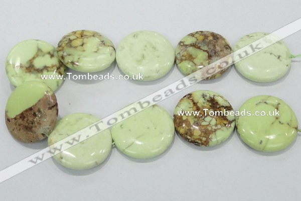 CLE51 15.5 inches 40mm flat round lemon turquoise  beads wholesale