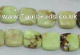 CLE60 15.5 inches 12*12mm faceted square lemon turquoise beads