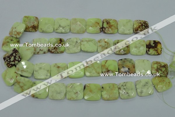 CLE61 15.5 inches 20*20mm faceted square lemon turquoise beads