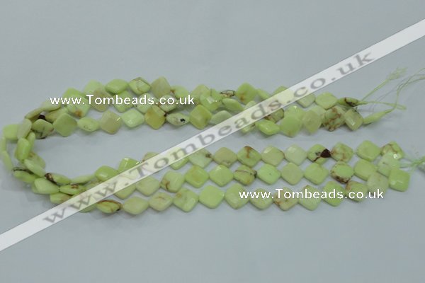 CLE67 15.5 inches 10*10mm faceted diamond lemon turquoise beads