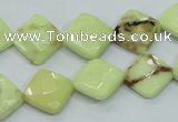 CLE68 15.5 inches 12*12mm faceted diamond lemon turquoise beads