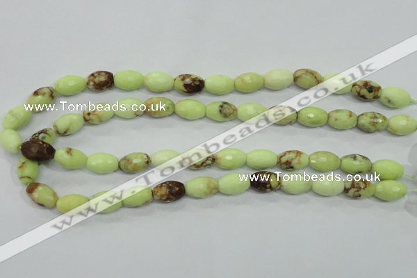 CLE70 15.5 inches 10*15mm faceted rice lemon turquoise beads