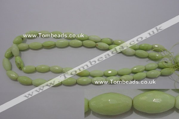 CLE74 15.5 inches 8*16mm faceted rice lemon turquoise beads