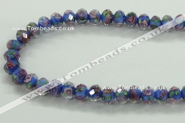 CLG01 12 inches 6*8mm faceted rondelle handmade lampwork beads