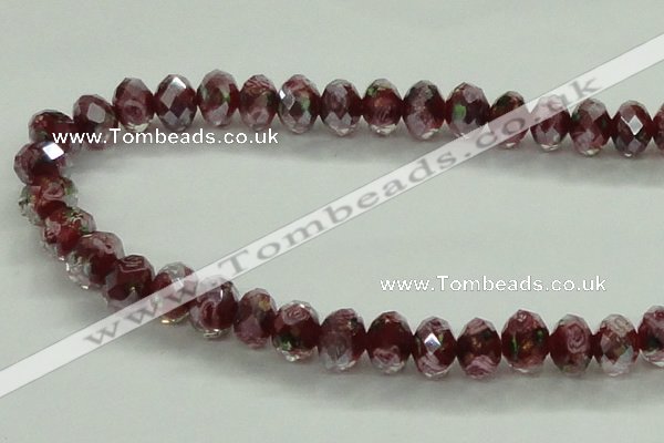 CLG02 12 inches 6*8mm faceted rondelle handmade lampwork beads