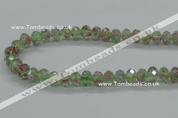 CLG09 12 inches 6*8mm faceted rondelle handmade lampwork beads