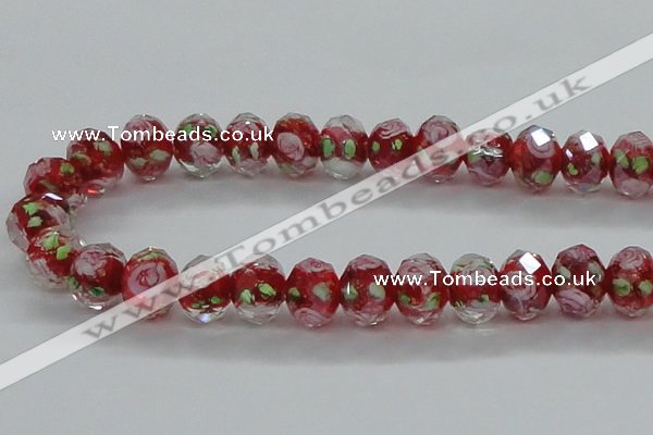 CLG12 13.5 inches 9*12mm faceted rondelle handmade lampwork beads