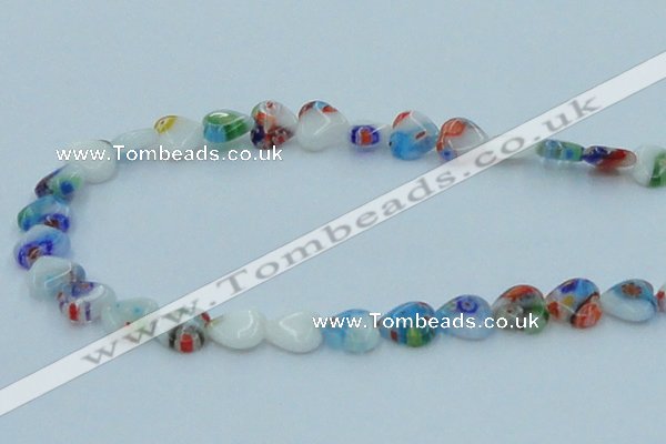 CLG524 16 inches 10*10mm heart lampwork glass beads wholesale