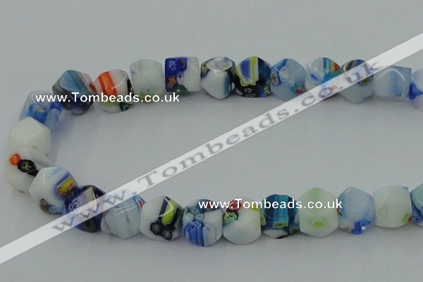 CLG534 16 inches 10*10mm faceted cube lampwork glass beads