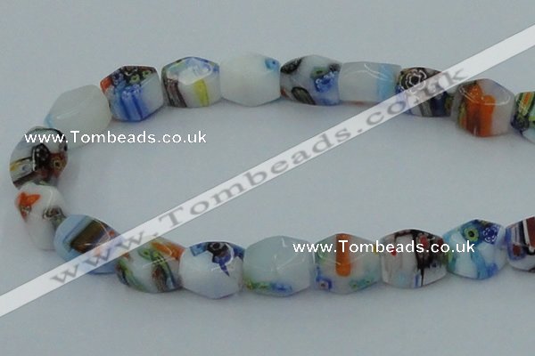 CLG535 16 inches 10*13mm faceted cuboid lampwork glass beads