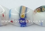 CLG536 16 inches 12*15mm faceted cuboid lampwork glass beads