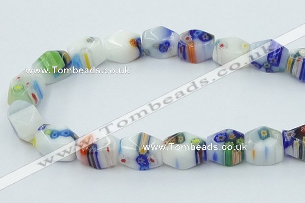 CLG536 16 inches 12*15mm faceted cuboid lampwork glass beads