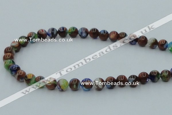 CLG540 16 inches 8mm round goldstone & lampwork glass beads