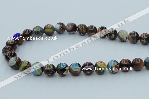 CLG541 16 inches 10mm round goldstone & lampwork glass beads