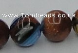 CLG542 16 inches 12mm round goldstone & lampwork glass beads