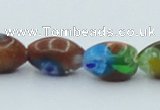 CLG545 16 inches 8*13mm rice goldstone & lampwork glass beads