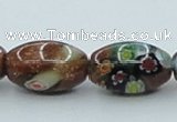 CLG546 16 inches 10*14mm rice goldstone & lampwork glass beads