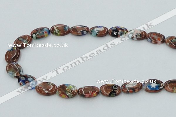 CLG553 16 inches 10*14mm oval goldstone & lampwork glass beads