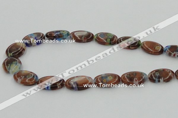 CLG554 16 inches 12*18mm oval goldstone & lampwork glass beads