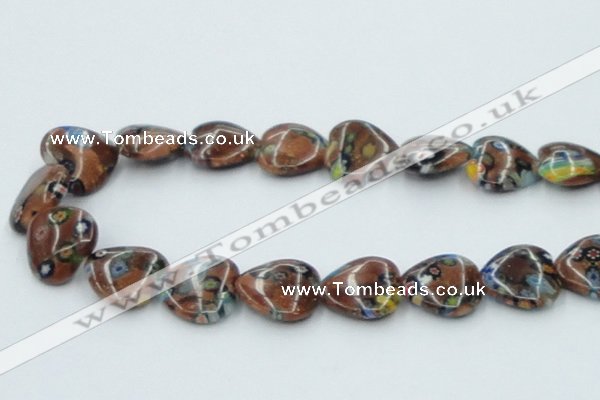 CLG558 16 inches 18*18mm heart goldstone & lampwork glass beads