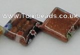 CLG560 16 inches 15*15mm diamond goldstone & lampwork glass beads