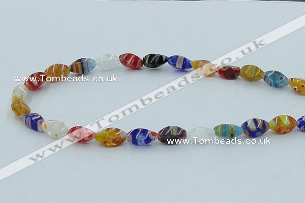 CLG576 16 inches 6*13mm twisted rice lampwork glass beads wholesale