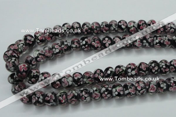 CLG766 14.5 inches 8*12mm rondelle lampwork glass beads wholesale