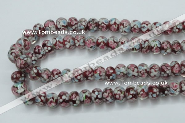 CLG767 14.5 inches 8*12mm rondelle lampwork glass beads wholesale