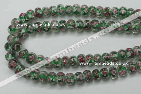 CLG769 14.5 inches 8*12mm rondelle lampwork glass beads wholesale