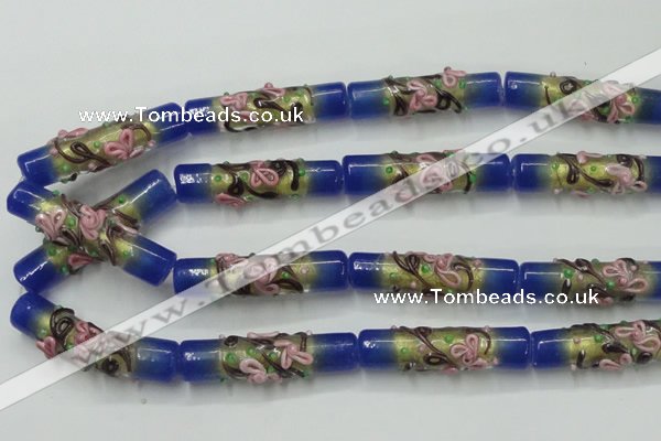 CLG787 15.5 inches 10*40mm cylinder lampwork glass beads wholesale