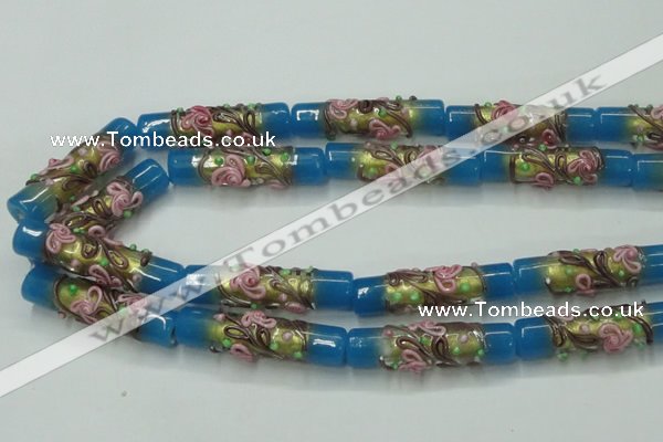 CLG788 15.5 inches 10*40mm cylinder lampwork glass beads wholesale