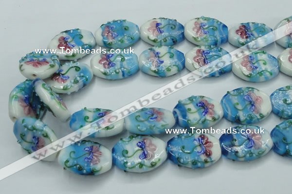 CLG799 15.5 inches 22*28mm oval lampwork glass beads wholesale