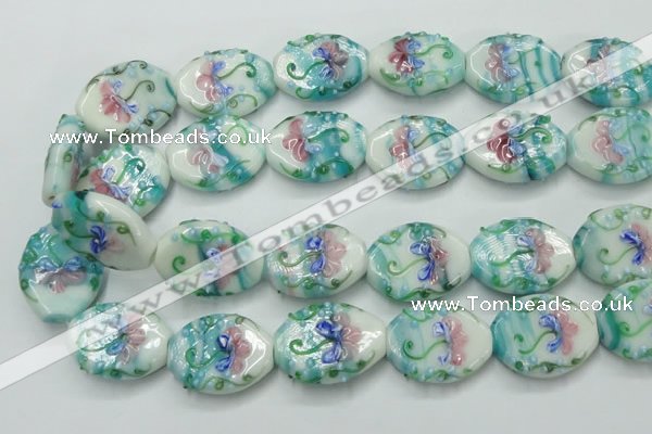 CLG800 15.5 inches 22*28mm oval lampwork glass beads wholesale