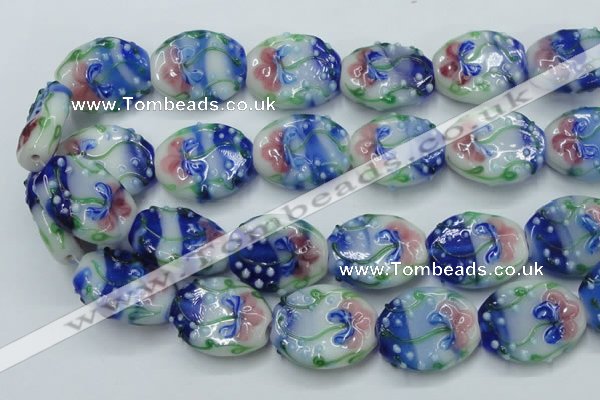 CLG802 15.5 inches 22*28mm oval lampwork glass beads wholesale