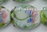 CLG803 15.5 inches 22*28mm oval lampwork glass beads wholesale