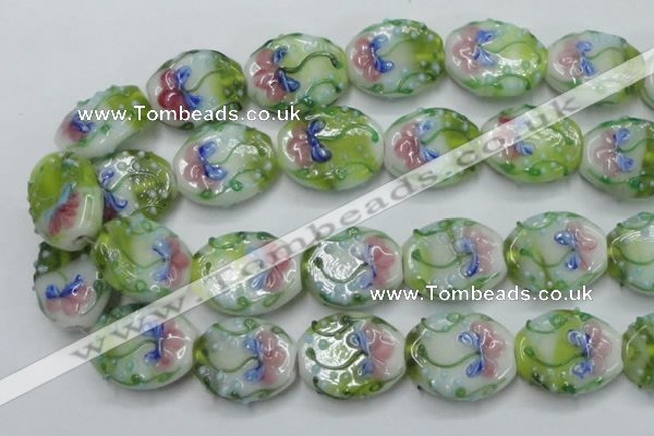 CLG803 15.5 inches 22*28mm oval lampwork glass beads wholesale
