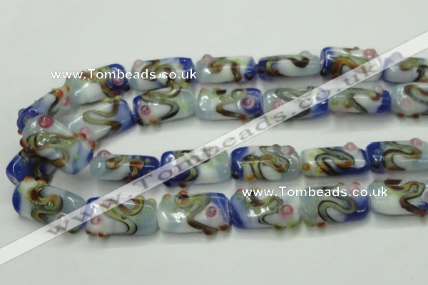 CLG806 15 inches 14*24mm rectangle lampwork glass beads wholesale