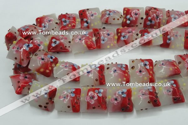 CLG810 15.5 inches 20*20mm square lampwork glass beads wholesale