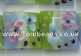 CLG811 15.5 inches 20*20mm square lampwork glass beads wholesale