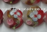 CLG812 15.5 inches 18mm flat round lampwork glass beads wholesale