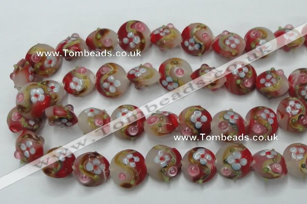 CLG812 15.5 inches 18mm flat round lampwork glass beads wholesale