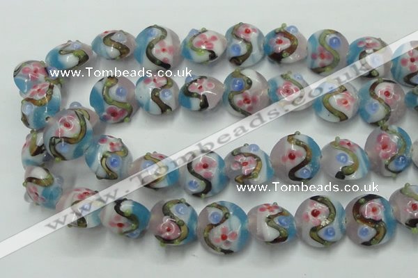 CLG813 15.5 inches 18mm flat round lampwork glass beads wholesale
