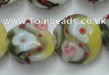 CLG814 15.5 inches 18mm flat round lampwork glass beads wholesale