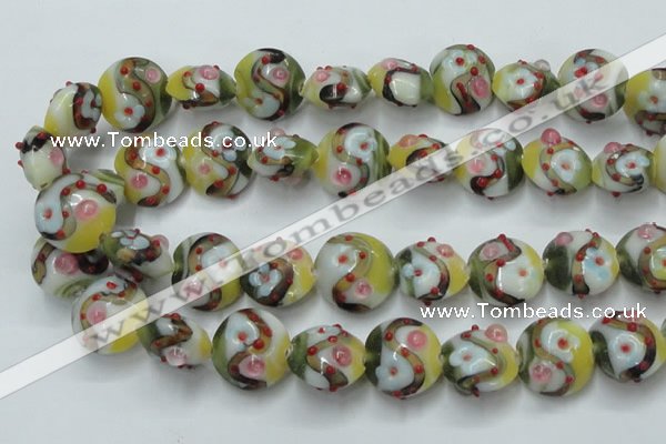 CLG814 15.5 inches 18mm flat round lampwork glass beads wholesale