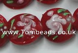 CLG815 15.5 inches 18mm flat round lampwork glass beads wholesale