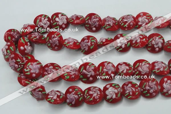 CLG815 15.5 inches 18mm flat round lampwork glass beads wholesale