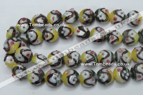 CLG816 15.5 inches 20mm flat round lampwork glass beads wholesale